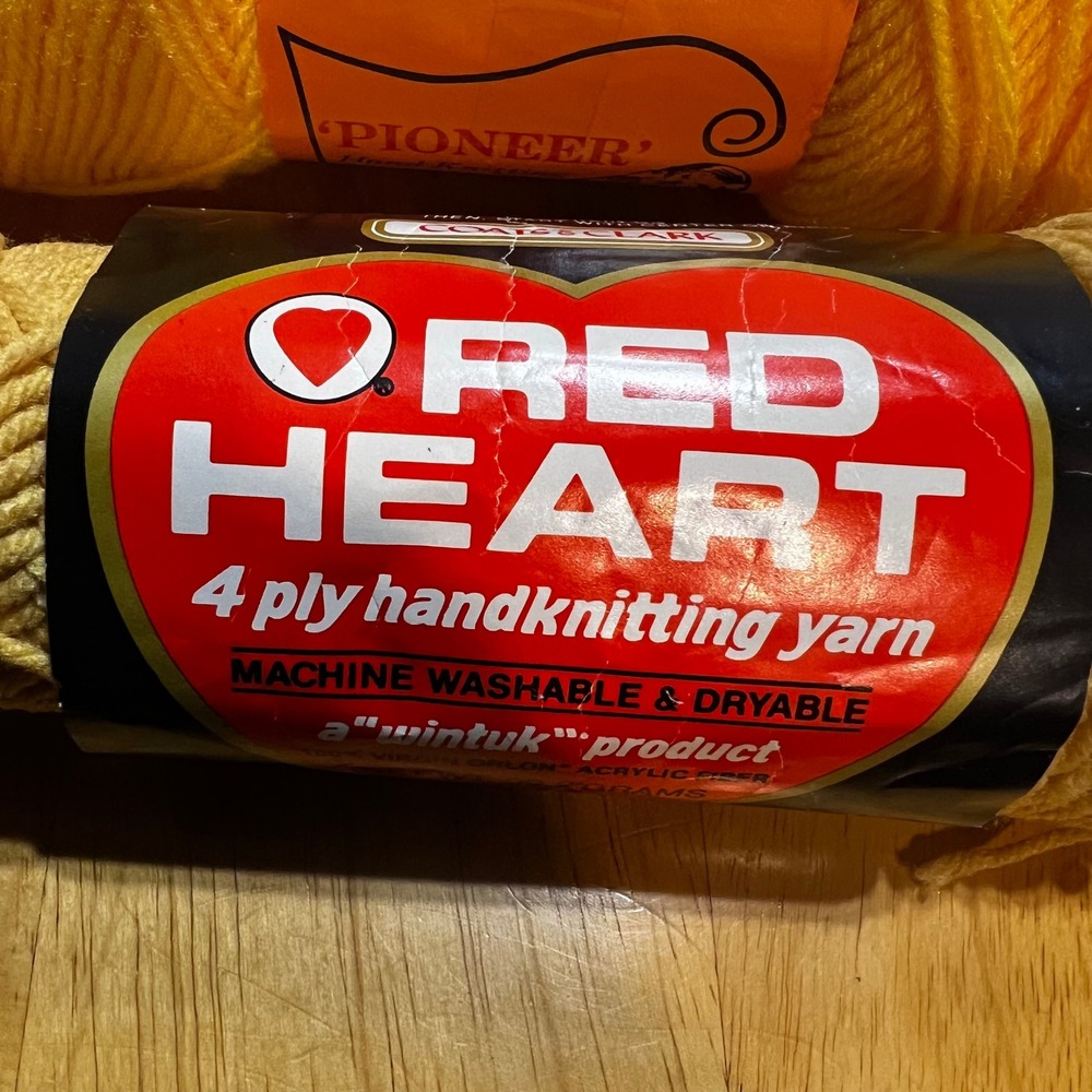 Vintage Montgomery Ward Red Heart Yarn 4 Skeins Brown Burgundy Gold 4 Ply Orlon